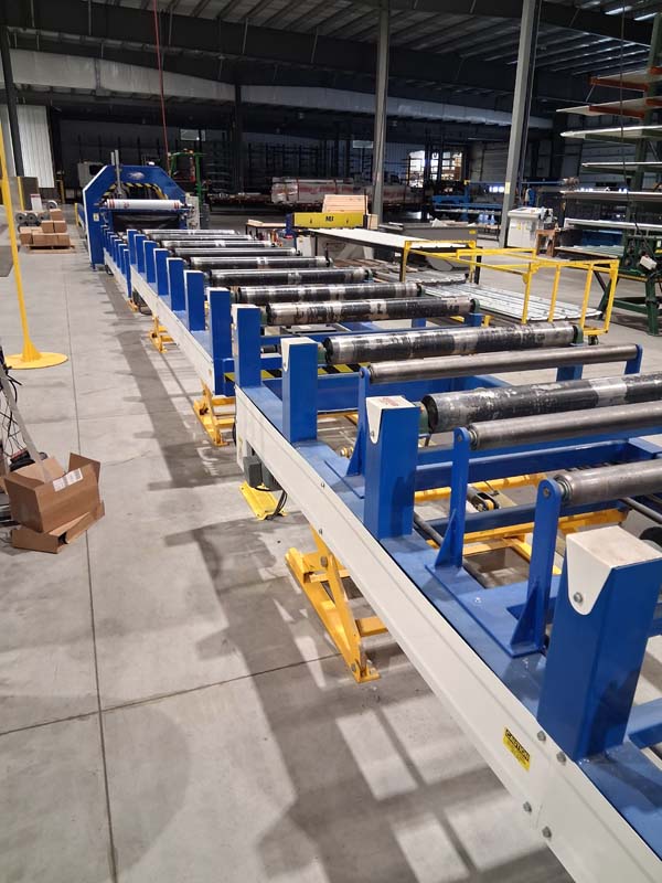 Power Lift & Roll Table for dual deck roll former. 
Photo Courtesy of Heartland Sales and Machine, LLC