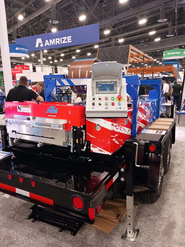 Multiple New Tech Machinery portable SSQ3 roll formers were exhibited at IRE 2026.