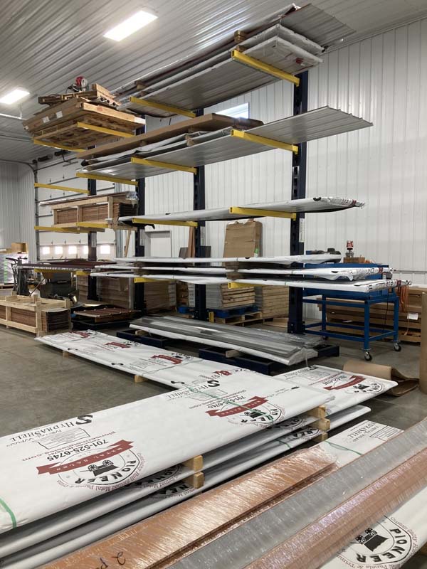 Cantilever racking. Photo Courtesy of DA Hochstetler & Sons