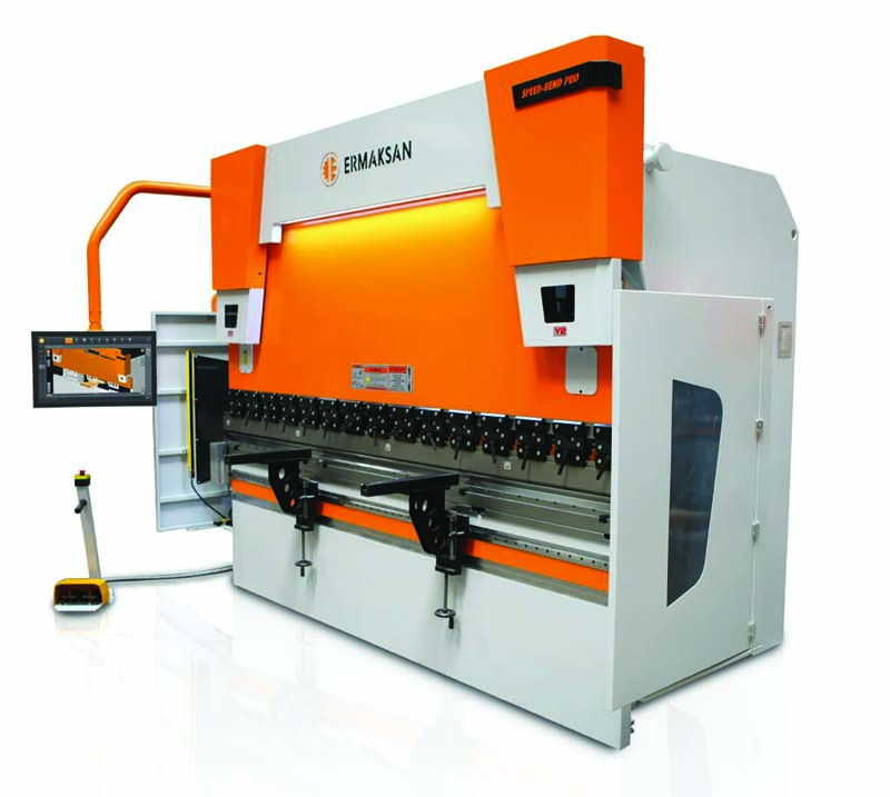 Ermaksan Speed-Bend Pro synchronized hydraulic press brake. 
Courtesy of Mac-Tech