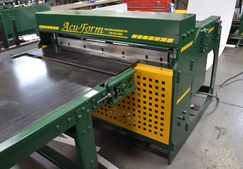 Closeup look at an Acu-Form precut shear. Courtesy of Acu-Form.