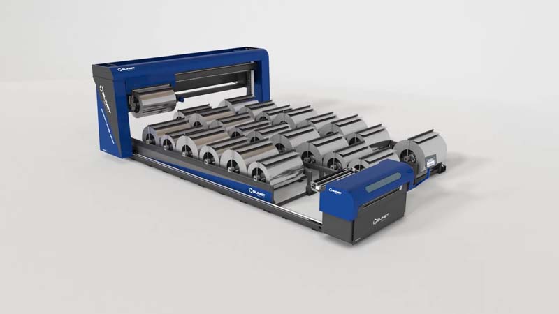 A Slinet slitter paired with the Slinet Automatic Storage System. Courtesy of ASCO USA, Inc.