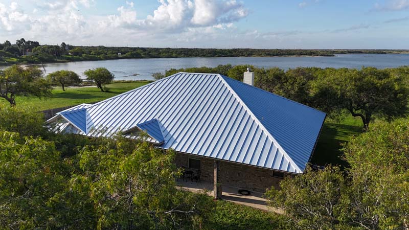 A grey standing seam metal roof installed by South Texas Metal Roofing. 
Courtesy of the Metal Roofing Alliance.